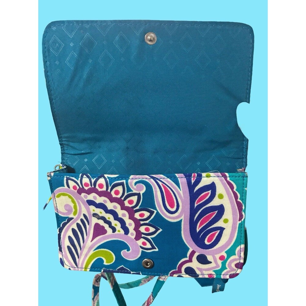 Vera Bradley Blue Paisley All-in-One Crossbody Wallet Wristlet Bag - Picture 9 of 10